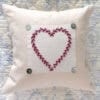 Embroidered Heart Cushion w Button Detail