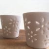 Porcelain Tea-Light Holders with Flower Cut Out.