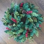 Fir Wreath with Red Berries, Eucalyptus & Pine Cones