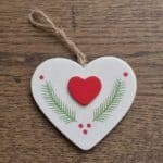 Wooden Heart Decoration with Laurel Design