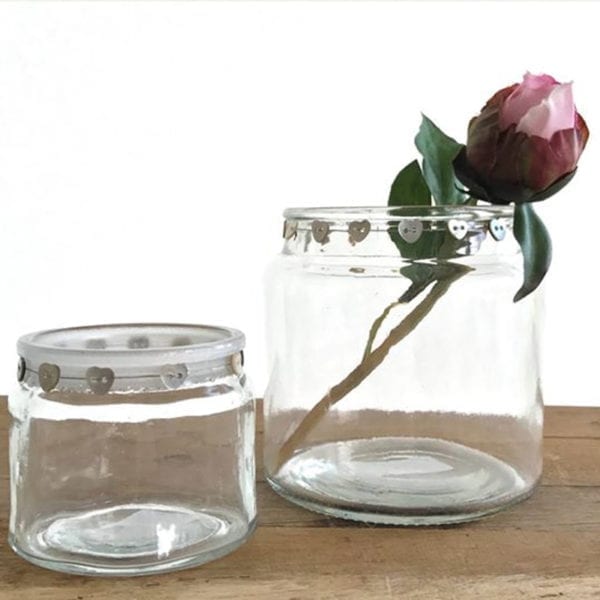 Jar with Mother of Pearl Heart Trim - Large x2