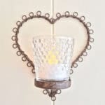 Rococo Heart Wall Hung Votive with Hobnail Glass Detail